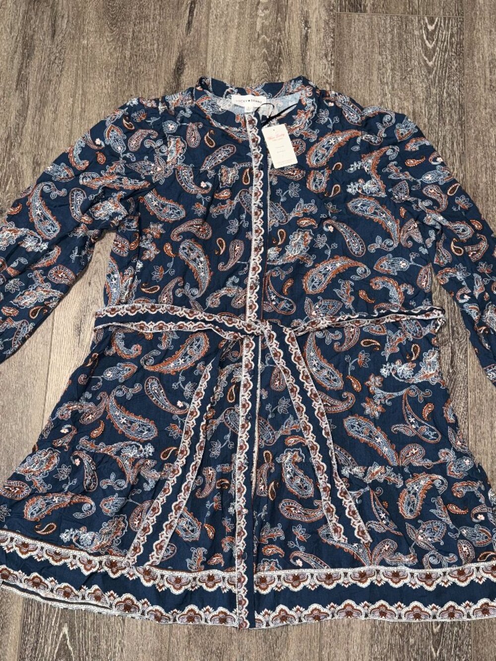 Lucky Brand Button Down Midi Dress Size L Large Paisley Print NWT BRAND NEW